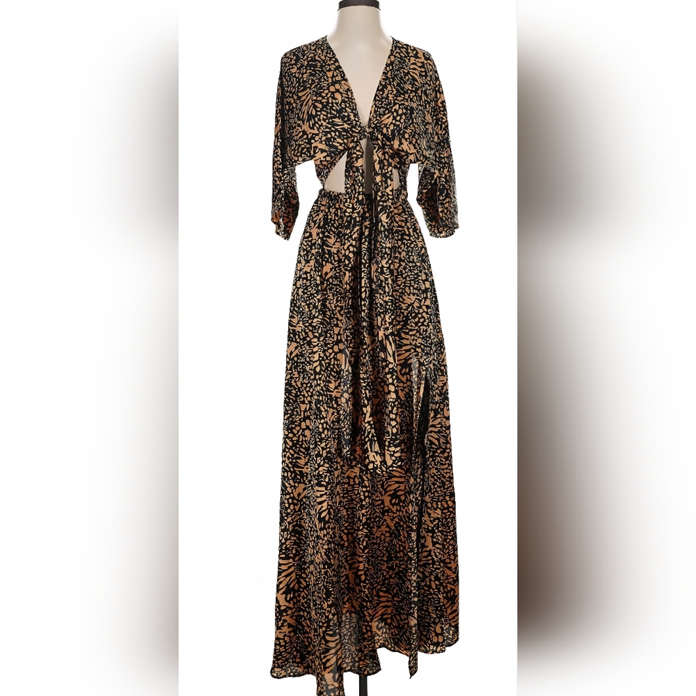 Baltic Born Black and Tan Long Sleeve Dress